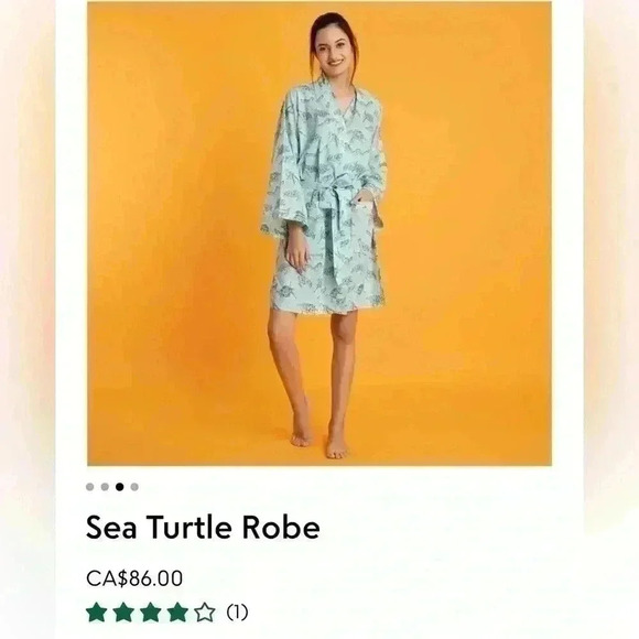 BNWT Mahogany Kimono  Style Robe with Sea Turtles Size S - Picture 8 of 11